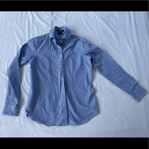 Chaps Petite Striped Button Down Blouse - Picture 2 of 4